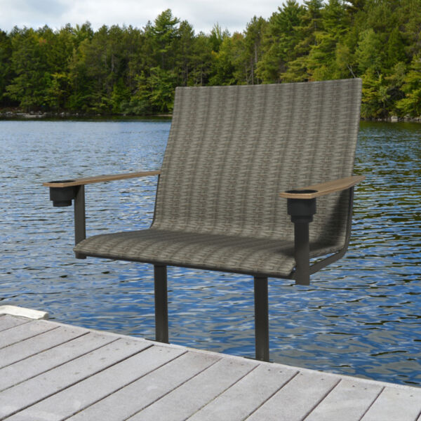 Pierside Woven Bench with Cup Holders_Great Blue Dock Furniture